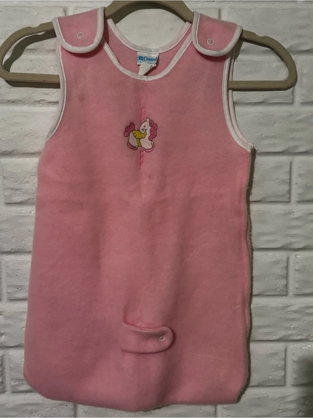 Vintage Carter’s Fleece SleepSack One Size Pink Unicorn 80s